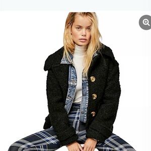 Free People So Soft Cozy Peacoat Teddy Jacket, Small
